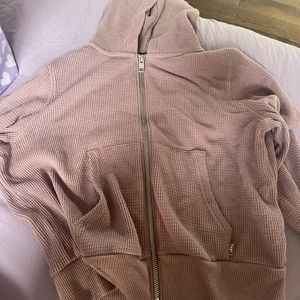 Aritzia cropped waffle zip